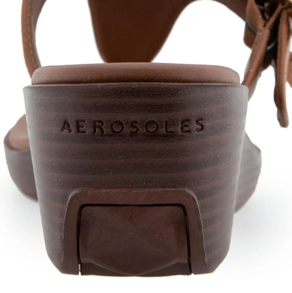 SOLD!! Aerosoles Izola Thong Sandles Tan Wedge Heel Size 8.5 NWOT - Picture 9 of 13